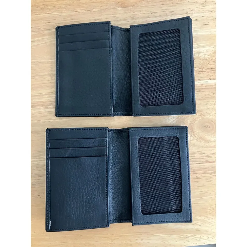Lot of TWO Black Leather Credit Business Card Wallets NWOT